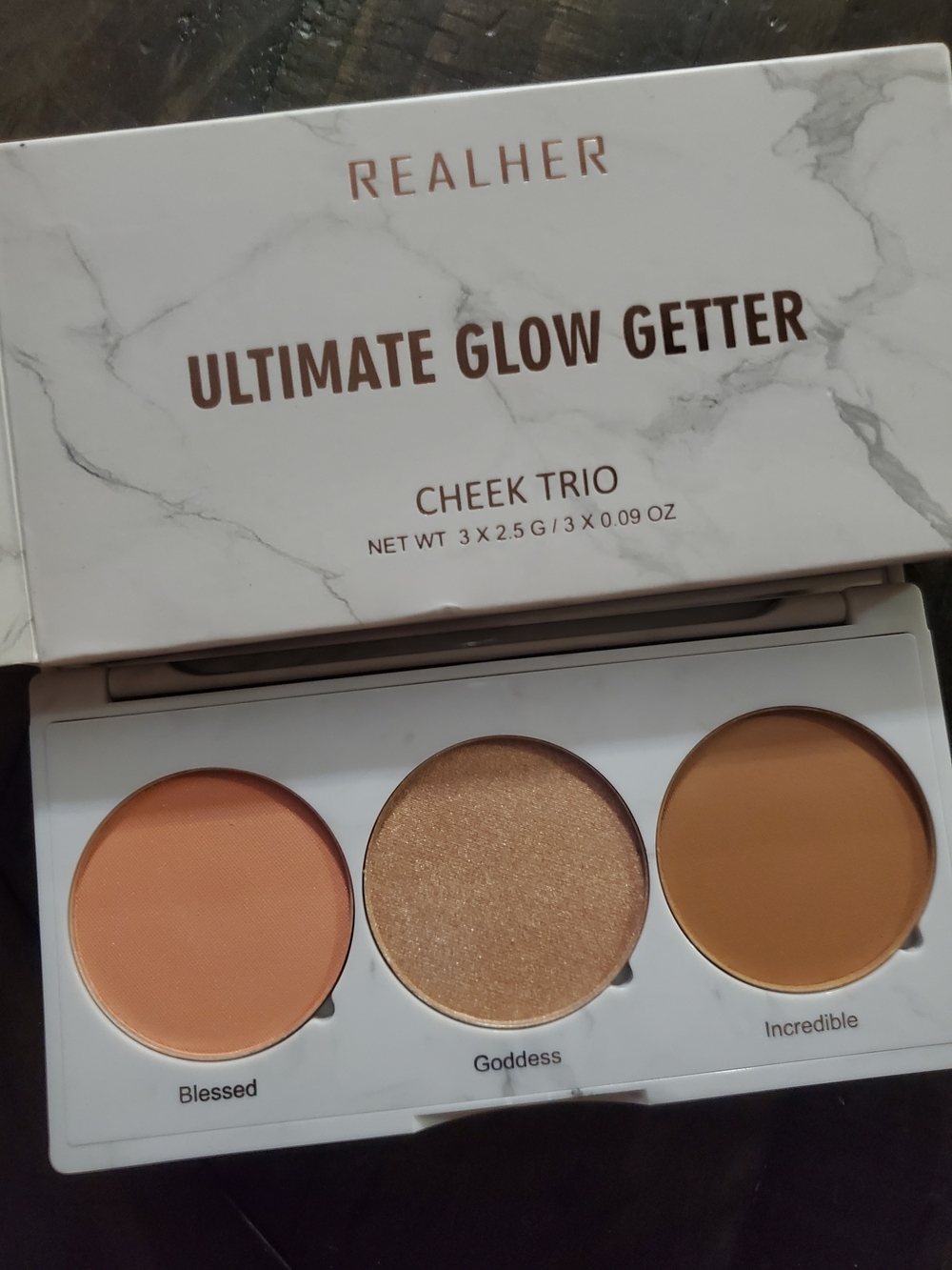 RealHer Ultimate Glow Getter Cheek Trio — Peach, Gold & Warm Tan